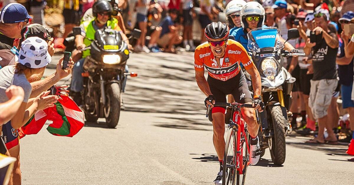 NO PAIN, NO GAIN: Defending Tour Down Under champion Richie Porte pushes his body hard to the line during stage four on Friday. Picture: Twitter.