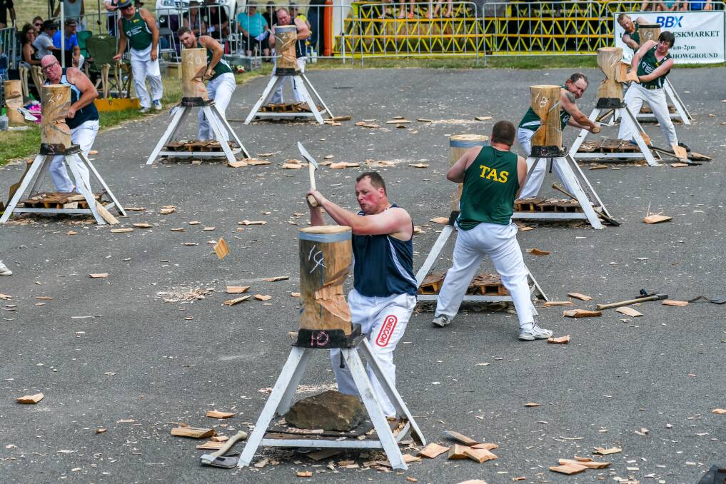 THE CUTTING EDGE: The axeman show off their prowess during one of the earlier qualifiers for the final.