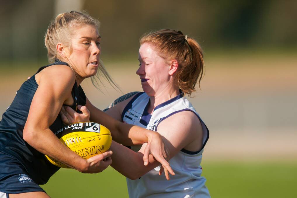 GAME FACE: Meg Sinclair shows some fierce determination in Launceston's last home game at Windsor Park.