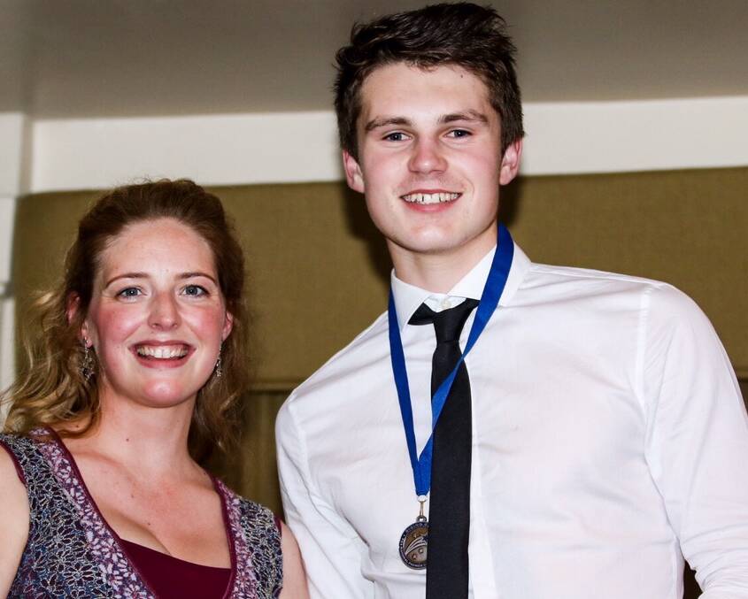 REWARDED: Launceston City youngster Noah Mies proudly wins his rising star medal. Picture: Solstice Digital.