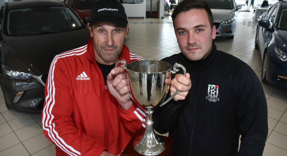 CHASING SILVERWARE: Rival coaches Lino Sciulli, from Northern Rangers, and Ben Brookfield, from Launceston City, are hoping to hold up one more trophy this year.