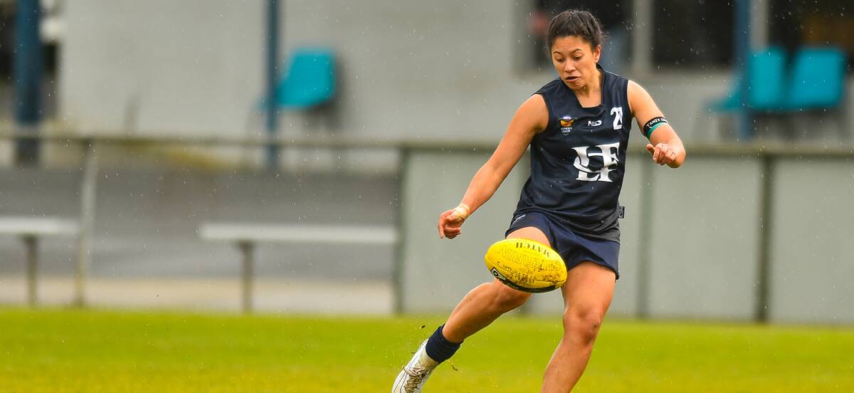 STARRING ROLE: Launceston forward Naomi Celebre kicked crucial goals in the Blues' six-point victory over Glenorchy on Saturday. Picture: Scott Gelston