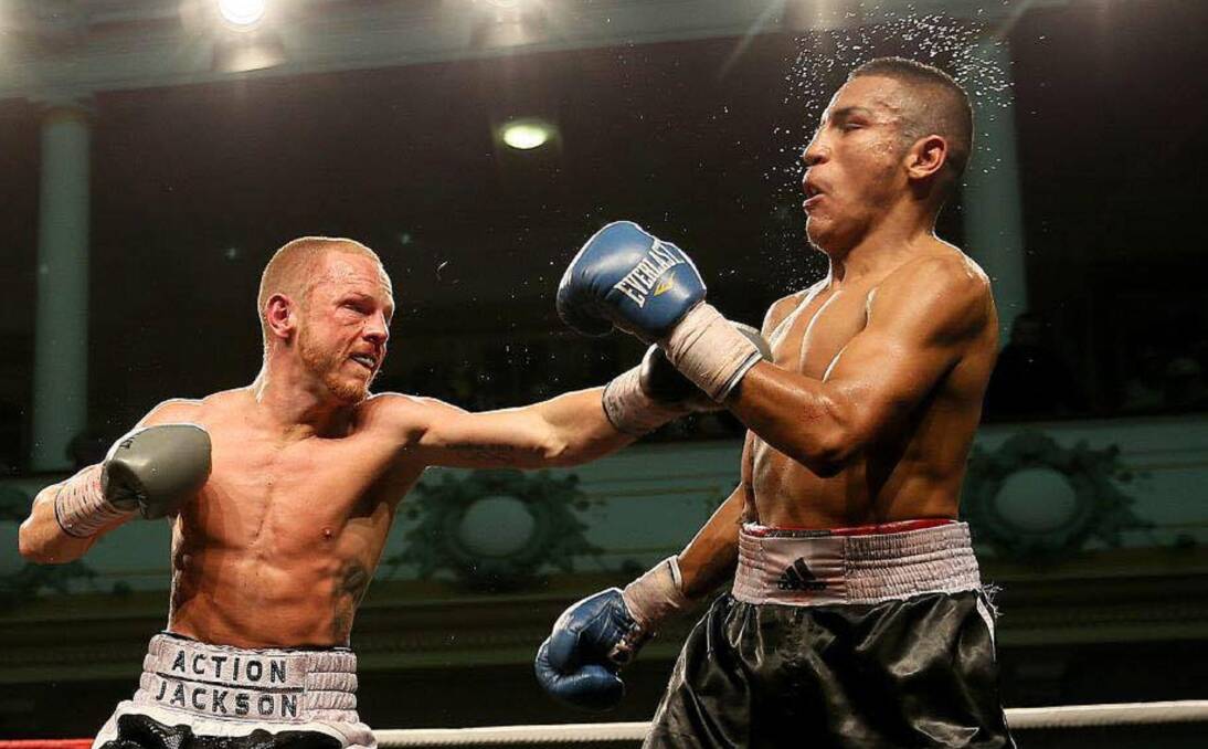 COP THAT: Luke Jackson looks to strike with a hard left hand on Mexican rival Oscar Valdez. 