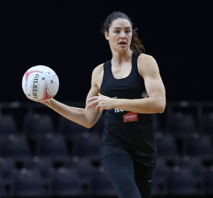 MEASURED: Collingwood superstar Sharni Layton at her side's final training run ahead of Sunday's clash with Queensland Firebirds. Picture: Kiff Emerson.