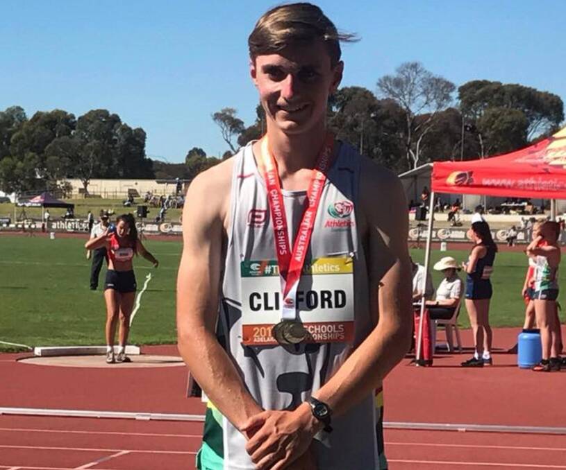 SATISFIED: Riverside teenager Sam Clifford with his first national gold at the Australian All Schools Championships. 