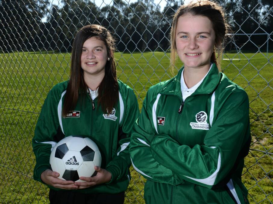 TALENT SPOT: Keilin Fagan (left) when Football Federation Tasmania first identified her as a a hot prospect two years ago.