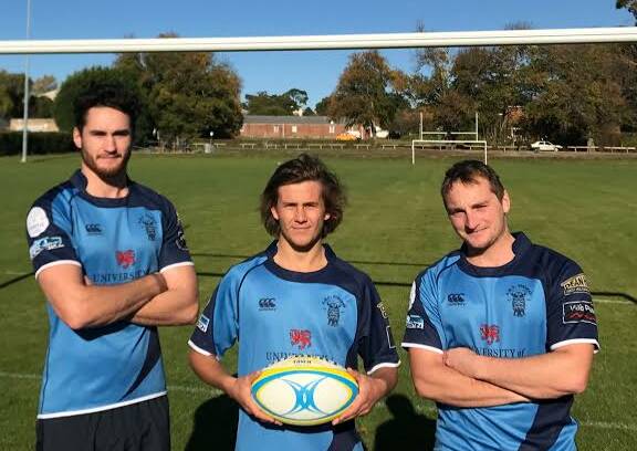 READY TO PLAY: AMC Vikings teammates Callum Lyall, captain Ted Brown and Michael Pickard. Picture: AMC Vikings.