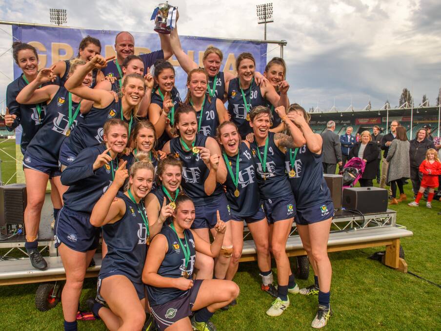 WE'LL BE BACK: Reigning premiers Launceston celebrate their 2017 grand final win from the inaugural TWL season.