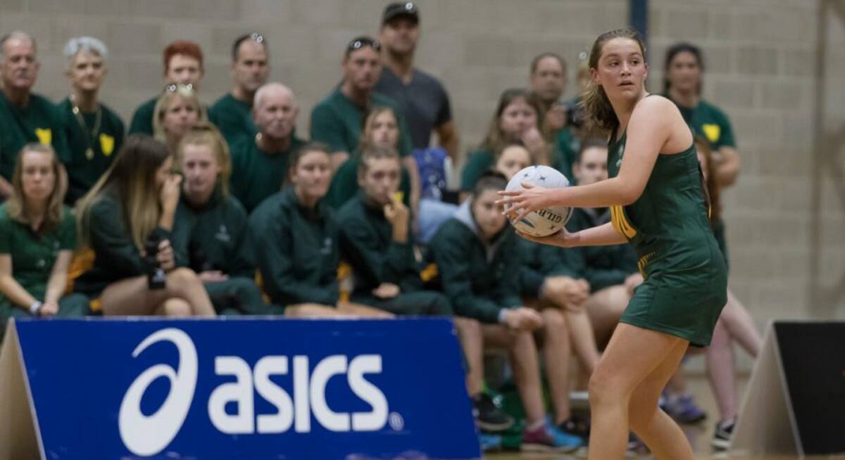 NEXT MOVE: Tasmanian Felicia Di Carlo looks to consider her options during a playoff clash at the national netball championships in Canberra. Picture: Netball Australia.