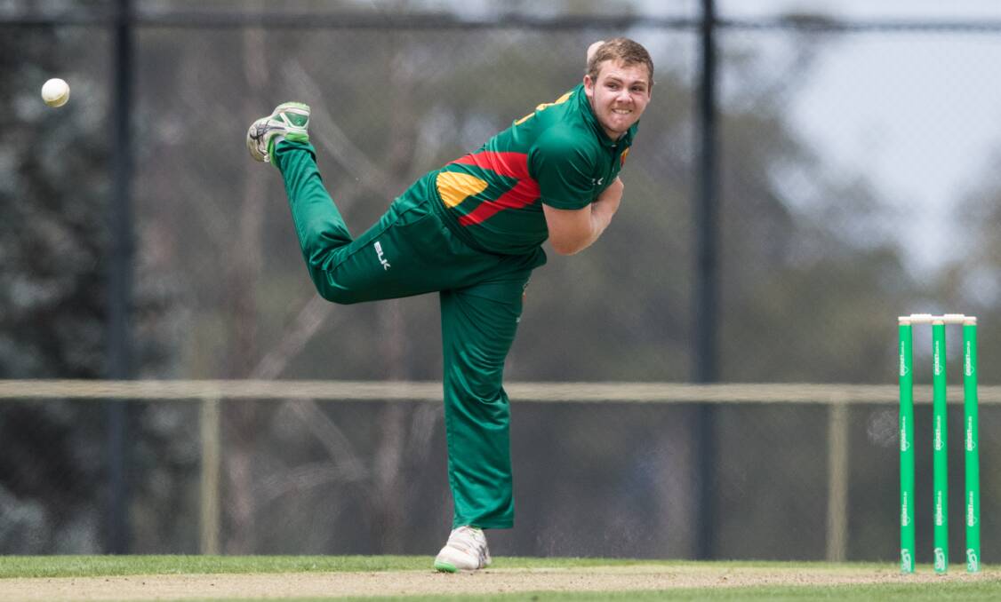 MATCH TURNER: Tasmanian all-rounder Jarrod Freeman looks to spin NSW Metro out amid a thrilling tie at the Twin Ovals. Picture: Brody Grogan