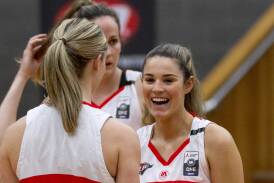 Launceston Tornadoes' Sarah O'Neill with a smile during the win against Melbourne Tigers at Elphin Sports Centre on Saturday. Pictures by Phillip Biggs 