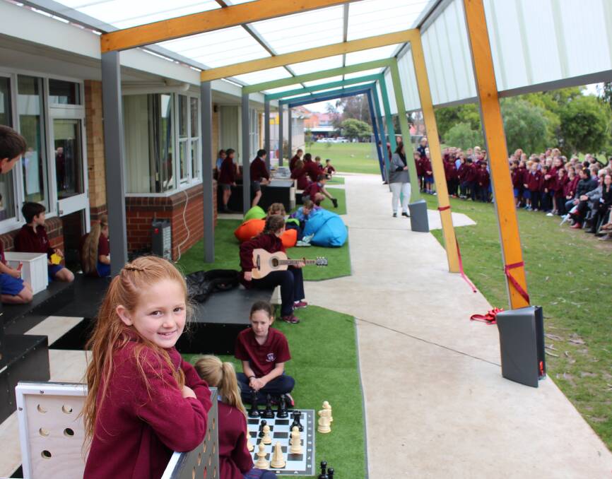 At home: Ella Simpson, grade 3, at Riverside Primary's new Home Base. Picture: Supplied