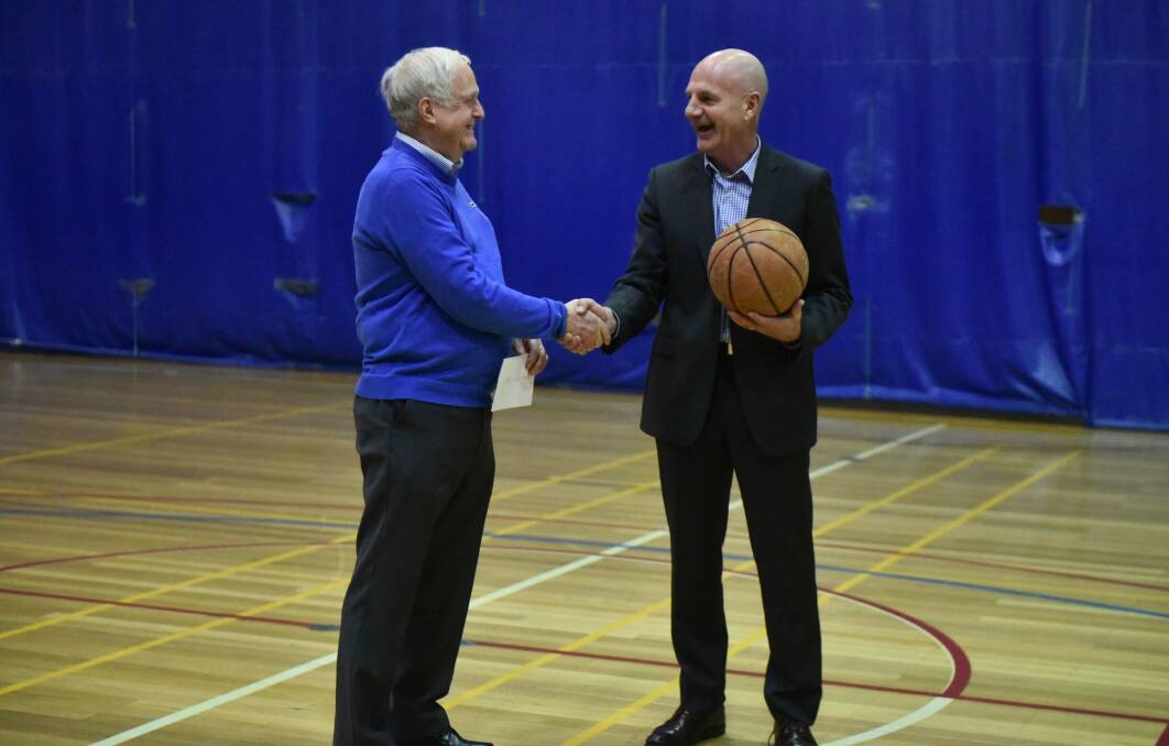 Game day: Elphin Sports Centre Volunteer Board of Management President Peter Dunphy and Treasurer Peter Gutwein at the centre. Picture: Neil Richardson