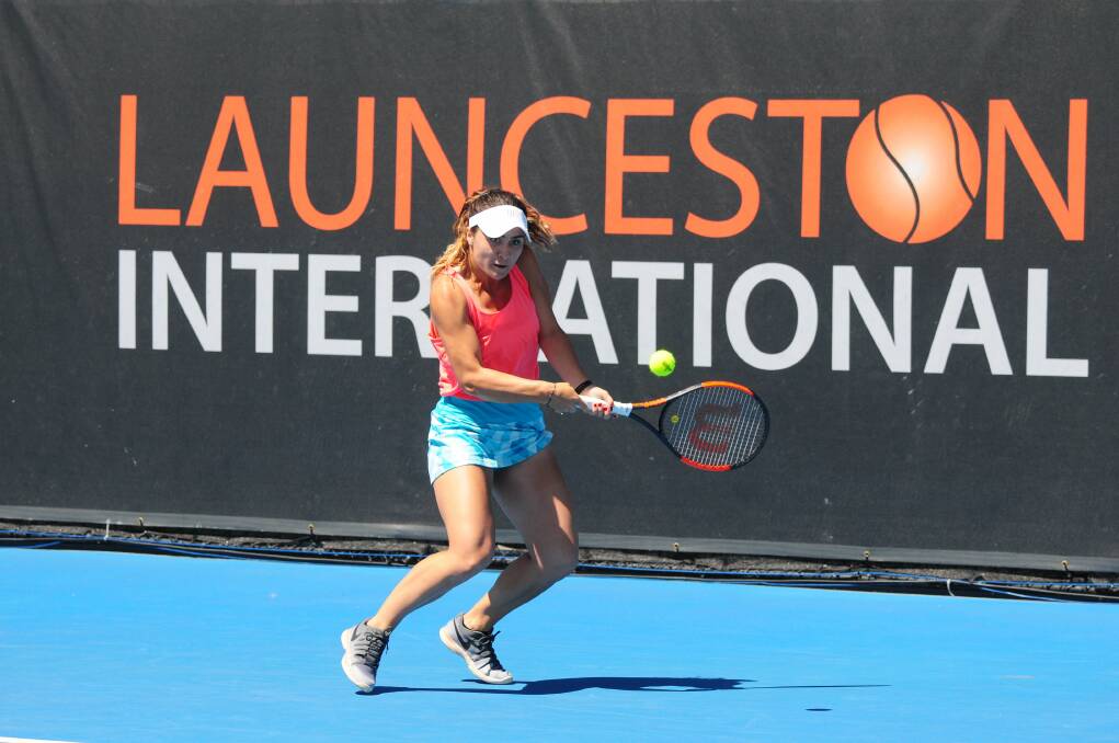 Winner: Gabriella Taylor plays through the women's singles final at the Launceston International. Picture: Paul Scambler