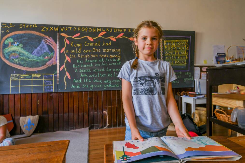 Education: Ava Radbone during a reading session at Tamar Valley Steiner School. Pictures: Phillip Biggs