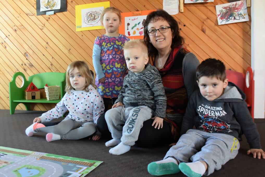 Recognised: Maxine Burr with Ivy Lewis, 3, Mia Kitto, 3, Willem Shepherd, 2, and Mason Walker, 3. Picture: Lucy Stone