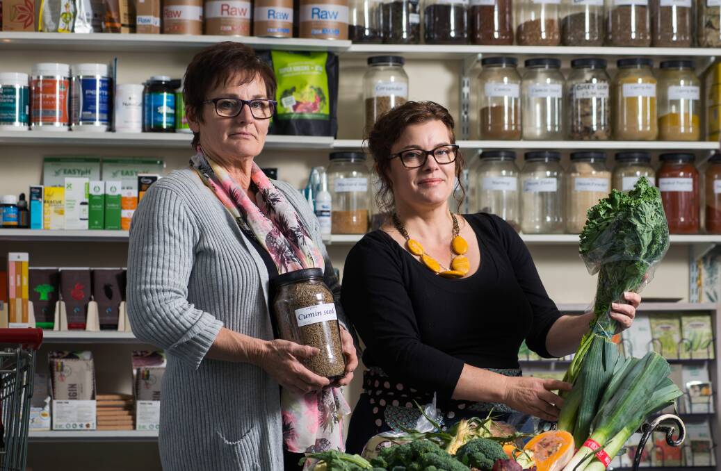 Organic life: Sue Beaton and Claire Nicolson, co-owners of The Organic Grocery Store in Launceston. Picture: Phillip Biggs