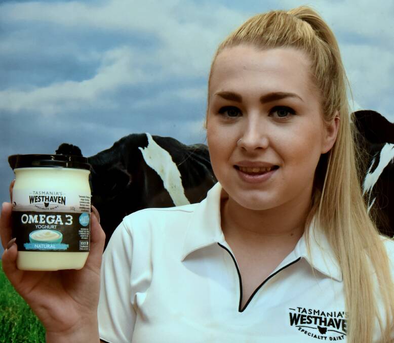 Innovation: Lydia Mance at Westhaven Dairy with the new Omega 3 enriched yoghurts. Picture: Neil Richardson