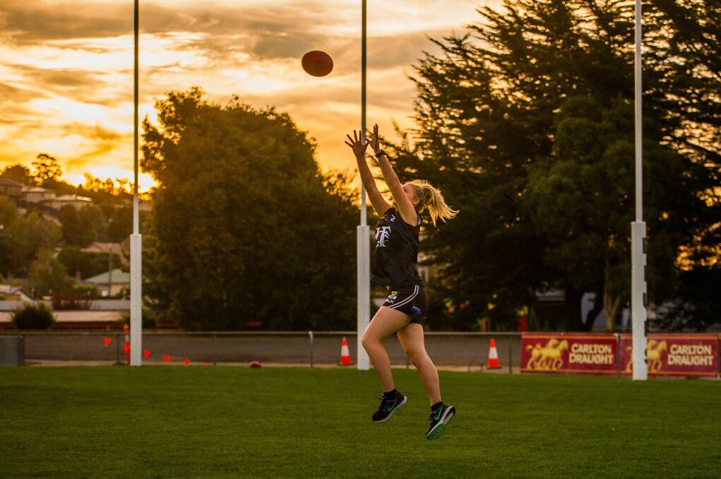 Kicking goals: Daria Bannister in action for the Launceston Football Club women's team. Picture: Scott Gelston