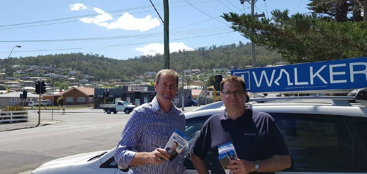 CAMPAIGN TRAIL: Health Minister Michael Ferguson campaigned with James Walker. Picture: Supplied