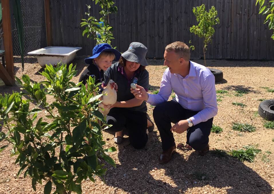 GOODSTART: Meander Valley mayor Craig Perkins was on-hand to hand over the cheque and take a look at the community garden. Picture: Supplied