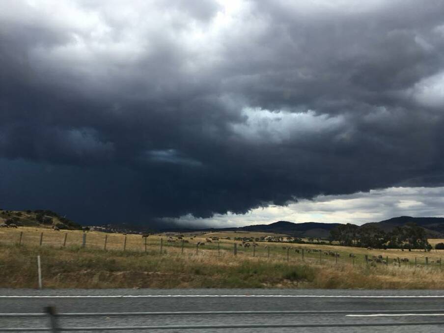 Storm clouds over the Northern Midlands. Picture: Monte Bovill