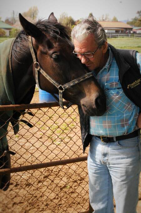 BEST FRIENDS: The Cleaner shares an intimate moment with his trainer Mick Burles. Picture: Piia Wirsu