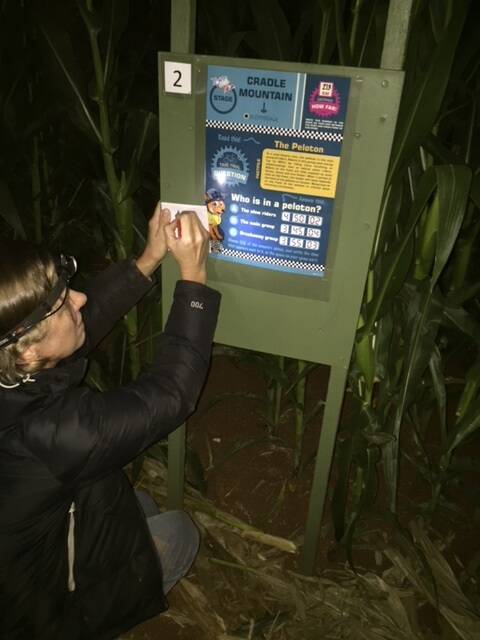 TWILIGHT: Rupertswood Farm co-owner Anna Clark setting up checkpoints for the twilight maze. Picture: Supplied