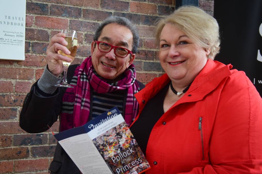 CHEERS: Theatre North artistic director Greg Leong and Hotel Grand Chancellor Launceston sales director Joscelyn Littlejohn toast Princess at the Pollock. Picture: Paul Scambler
