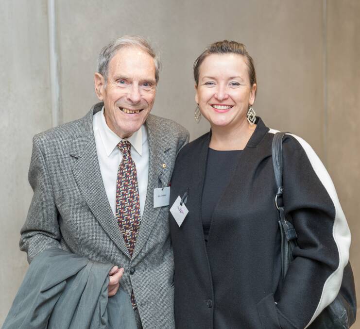 NATIONAL HONOUR: Design Tasmania founder Gary Cleveland with Chair Pippa Dickson. The design entrepreneur was recently inducted into Design Institute of Australia Hall of Fame. Picture: Alli Harper.
