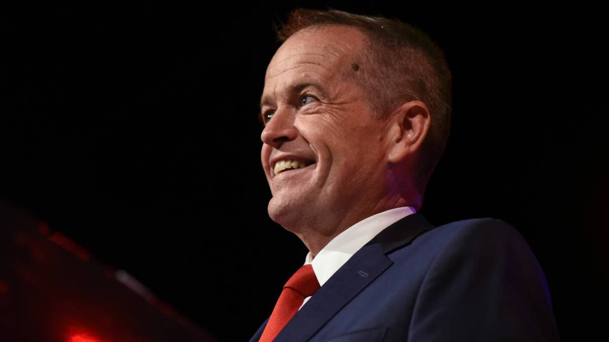SUPPORT WITH A SMILE: Bill Shorten addresses the state Labor campaign launch at Invermay on Sunday. Picture: Neil Richardson