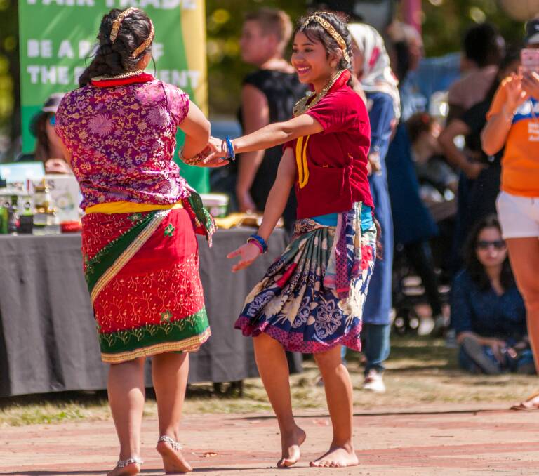CELEBRATION: Dancers Reeta Biswa and Karusa Gurung at Saturday's Harmony Day event. Pictures: Phillip Biggs 