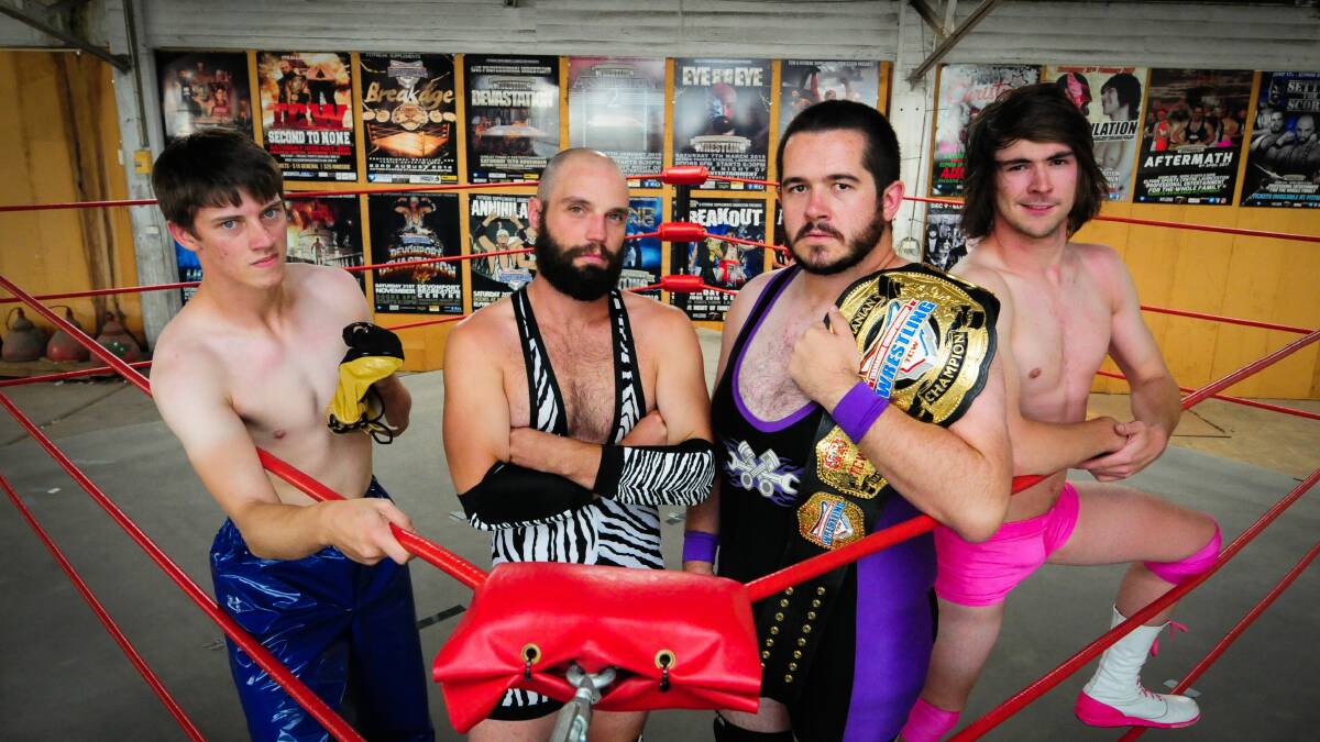 The guys at Tasmanian Championship Wrestling practice their moves ahead of Saturday's Annihilation 5 show at Albert Hall. Pictures: Paul Scambler