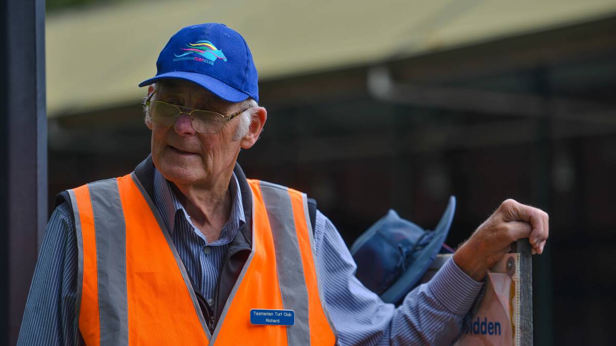 PROUD: Gatekeeper Richard Cossins was back on the job at Wednesday's Launceston Cup, after suffering a heart attack at last year's event. Picture: Scott Gelston