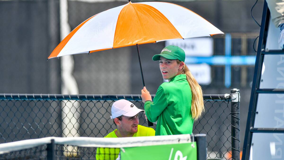 DUTY: Montana McKenzie, 15, is one of about 40 ball kids on court at this year's Launceston International. Picture: Scott Gelston 