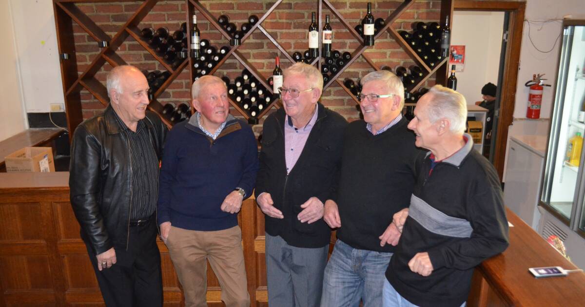 REUNION: Rex Sparkes, David Carswell, Tony Champ, Brian Roles and Manny Warmboll all of the National Service Army’s 13th intake, reunited on Tuesday 50 years on from the day they were enlisted. Picture: Jessica Willard 
