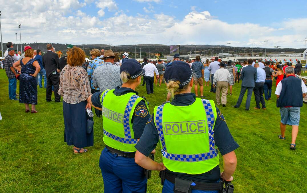 There was a high police prescence at this year's Launceston Cup, with one arrest for drunken disorderly behaviour. Picture: Scott Gelston