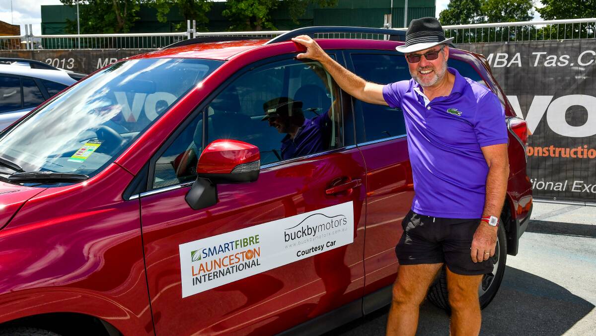 VOLUNTEER: Noel Eagling has spent the last week driving competitors at this year's Launceston International tennis tournament. Picture: Scott Gelston