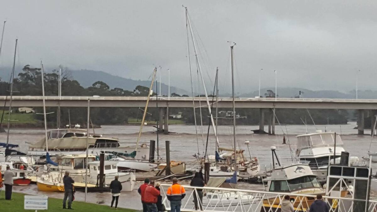The Mersey Yacht Club broke its mooring yesterday. Picture: Sarah Kent