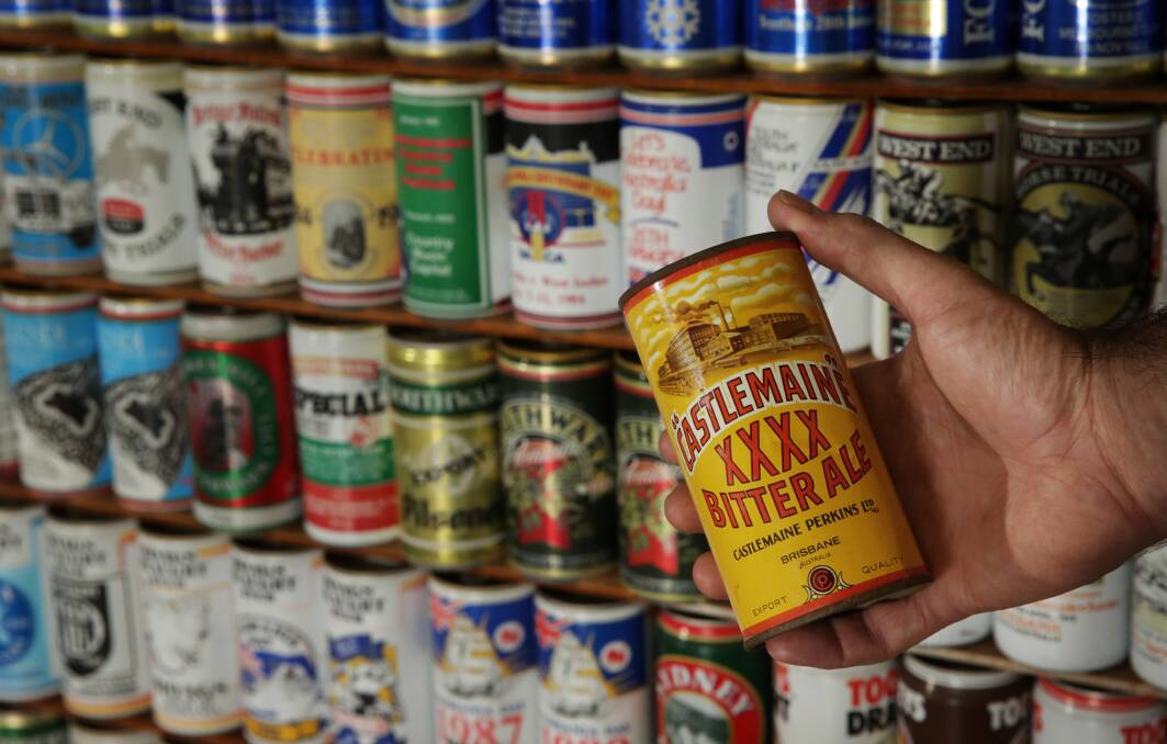 BEER CAVE: The Charlestown home of the late Kent Murrells Senior has been sold including his massive collection of beer tinnies. Picture: Simone De Peak