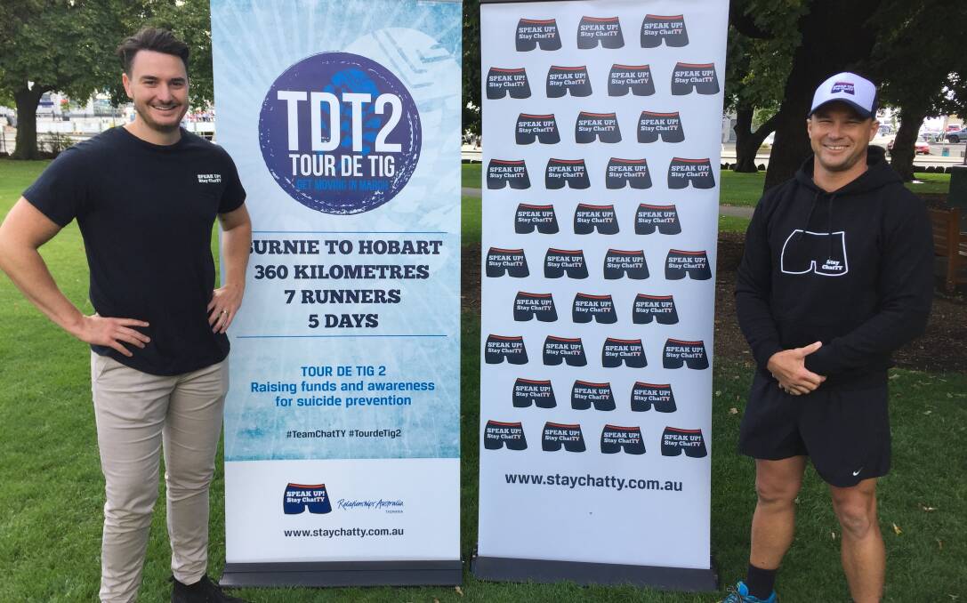 MAKING A DIFFERENCE: SPEAK UP! Stay ChatTY founder Mitch McPherson and fellow runner Nick Paine launch Tour de Tig 2, a charity run from Burnie to Hobart