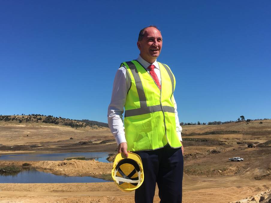 RE-JOYCE: Acting Prime Minister Barnaby Joyce inspects one of the Southern Highlands Irrigation Scheme's construction sites, in Tasmania's heartland.