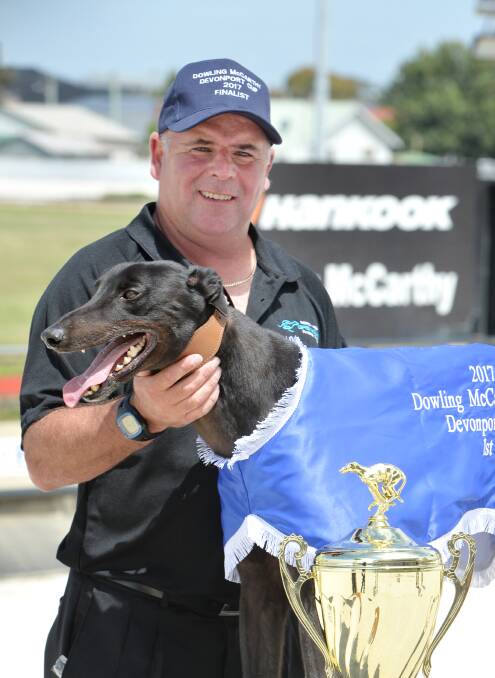 Pantera Nera with trainer Gavin Burke after their Devonport Cup win.