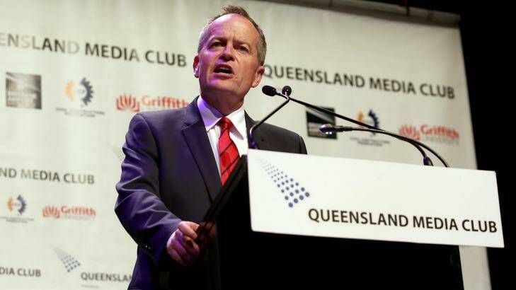 Opposition Leader Bill Shorten, in Brisbane to address the Queensland Media Club, littered his speech with key Brisbane projects. Photo: Michelle Smith