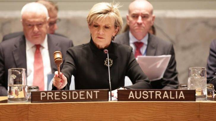 Foreign Affairs Minister Julie Bishop chairs the UN Security Council meeting in New York overnight. Photo: Trevor Gollens