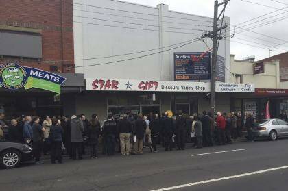 Crowds at the auction of 237-239 High Street in Ashburton. Photo: Supplied