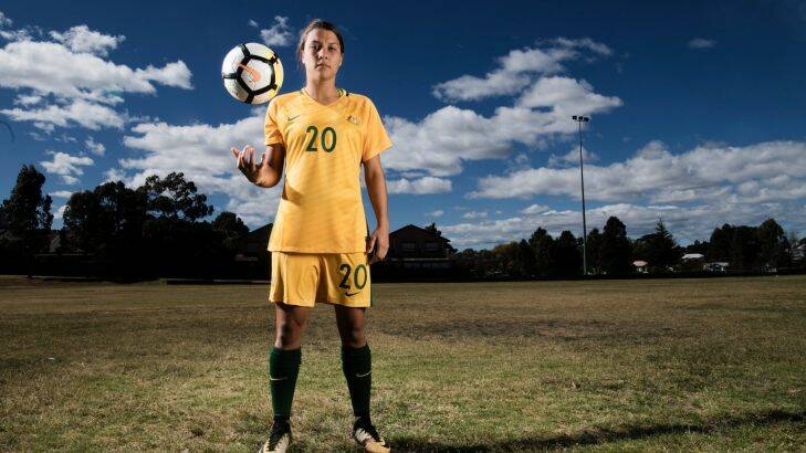 Sam Kerr,  Matildas forward will play Brazil in Penrith this week , at Ollie Webb Reserve, Parramatta 14th September 2017 Photo by Louise Kennerley smh