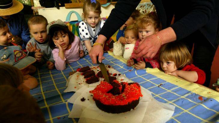Unlike the children at this childcare centre, those at Only About Children will not share cakes on their birthdays. Photo: Steven Siewert 