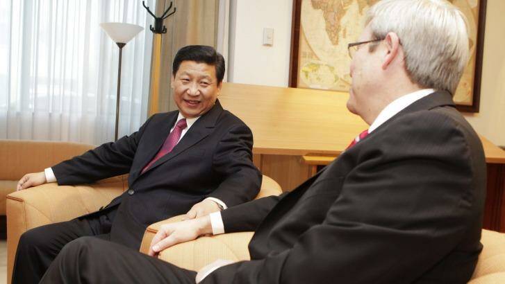 Kevin Rudd and and China's Xi Jinping in 2010. Photo: Glen McCurtayne
