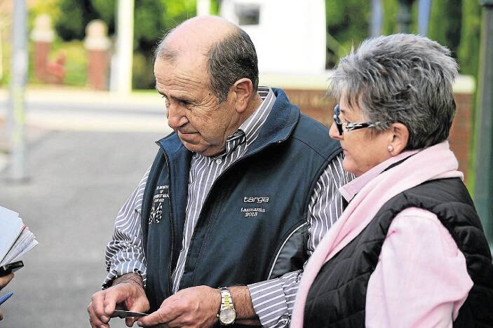 John Mansell’s brother Paul and wife Gayl Mansell, of Dunorlan, outside the Supreme Court in Launceston on Monday.